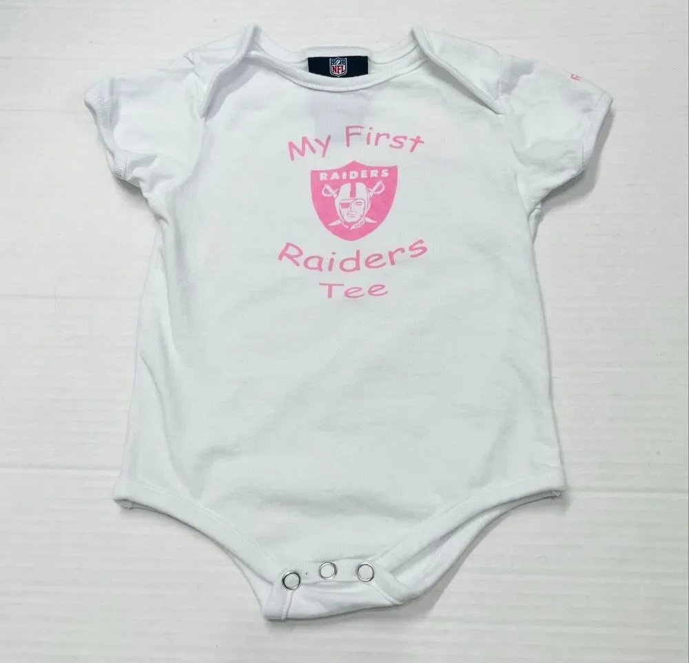Team Apparel Reebok Kids My First Raiders Tee Bodysuit   Girls Size 6/9 Months